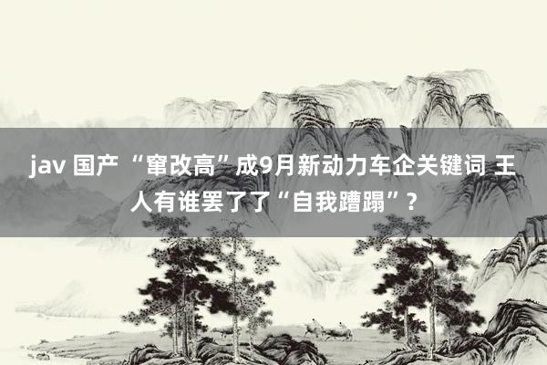 jav 国产 “窜改高”成9月新动力车企关键词 王人有谁罢了了“自我蹧蹋”？