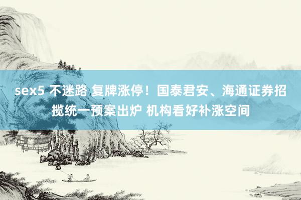 sex5 不迷路 复牌涨停！国泰君安、海通证券招揽统一预案出炉 机构看好补涨空间