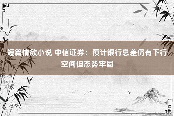 短篇情欲小说 中信证券：预计银行息差仍有下行空间但态势牢固