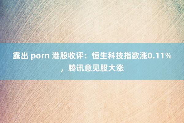 露出 porn 港股收评：恒生科技指数涨0.11%，腾讯意见股大涨