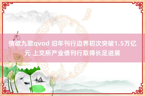 情欲九歌qvod 旧年刊行边界初次突破1.5万亿元 上交所产业债刊行取得长足进展